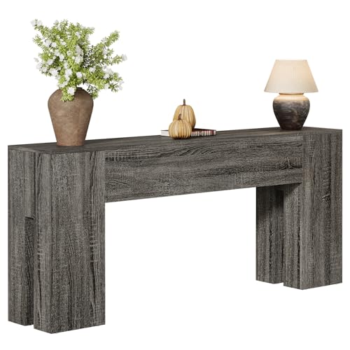Tribesigns 71-Inch Long Console Table for Entryway, Farmhouse Sofa Console Behind Couch, Entry Table for Hallway, Foyer, Living Room, Gray - color: Grey