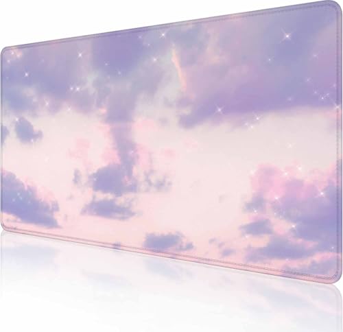 Gaming Mouse Pad, XXL Extended Computer Keyboard Long Mouse Mat, Large Desk Pad for Office Laptop, Non-Slip Rubber Base with Stitched Edge Mousepad, 31.5X15.7 inch Purple Cloud - color: Purple Cloud, size: 31.5L x 15.7W inches