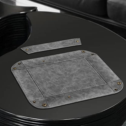 SITHON Valet Tray Desktop Storage Organizer, Removable 2 Compartments Catchall Tray Bedside Vanity Nightstand Caddy Holder Desk Storage Plate (Gray) - color: Gray