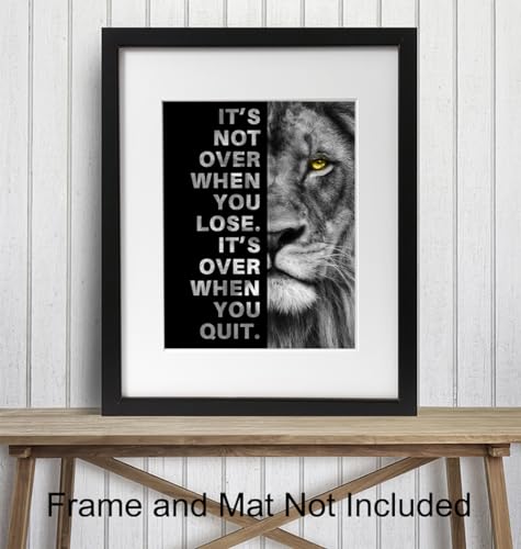 YELLOWBIRD ART & DESIGN Motivational Wall Art & Decor - Positive Quotes - Motivational poster - Office Wall Art - Lion Wall Decor Inspiration Motivation Man cave Gym Wall Decor for Men - size: 8"L x 10"W, style: Unframed