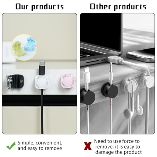 Magnetic Cable Organizer Set, 6 Pcs Easy Adhesion Desk & Wall Mount Holders for Mobile Phones and USB Cables, Perfect for Office, Kitchen, Car, and Bedside Use (Colour Mixture)