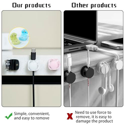 Magnetic Cable Organizer Set, 6 Pcs Easy Adhesion Desk & Wall Mount Holders for Mobile Phones and USB Cables, Perfect for Office, Kitchen, Car, and Bedside Use (Colour Mixture)