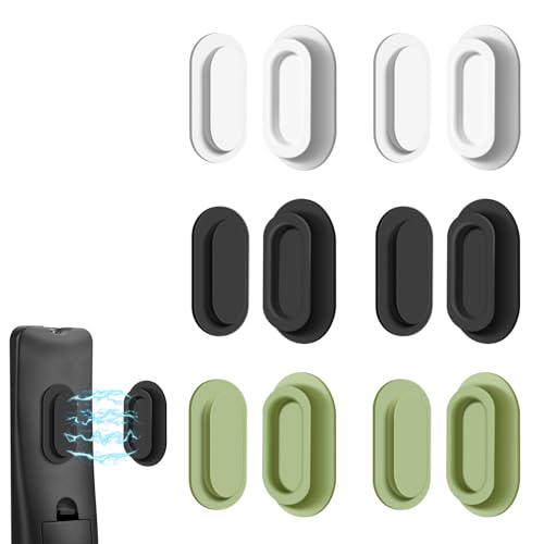 6 Pack Magnetic Remote Control Holder – Upgraded Silicone Magnetic Wall Mount for TV, Fan & Air Conditioner Remotes – Self-Adhesive, No-Drill Remote Control Holder Wall Mount - color: Black+White+Green