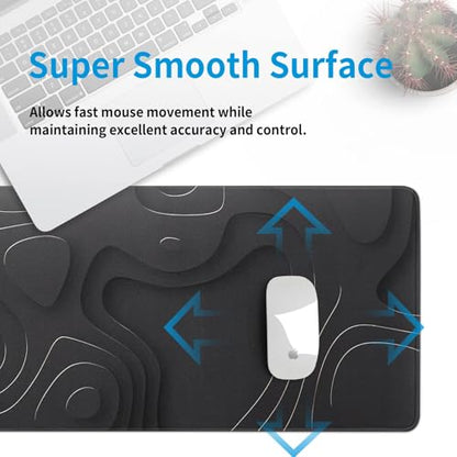 Large Anime Gaming Mouse Pad Black Solid Geometry Desk Pad Computer Keyboard Mat Non-Slip Rubber Base Office Decor Waterproof Mouse Mat - color: Black Solid Geometry