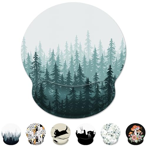 Ergonomic Mouse Pad with Wrist Support,Green Forest Mouse Pad with Wrist Rest,Relieve Wrist Pain Mousepad Non-Slip Rubber Base,Mouse Pads for Desk,Computers,Laptop,Office,Gaming,Home,Accessories - color: Green Forest
