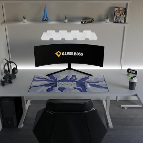 Gamer Boss - Gaming Mouse Pad - 48 x 24 Inches - 4mm Thick with Stitched Edges, Non-Slip Rubber Base, Premium Cloth Mousepad, Desk Mat for Laptop, Keyboard, Computer & PC (Mega, Smoke) - color: Smoke, size: 48" x 24"
