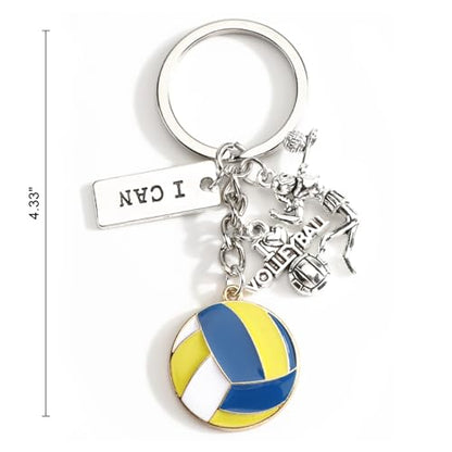 Sports Ball Keychain with Volleyball Baseball Soccer Basketball Football Charms Athletic Gift for Men - color: Volleyball