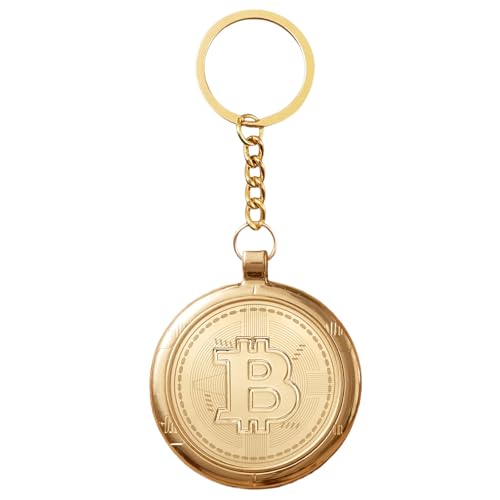 Bitcoin Keychain Key Chains Men Keychain Accessories Key Chain Rings (A-Gold, One Size)