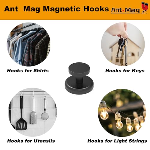 Ant Mag Magnet Hooks Heavy Duty for Coat Hanging Strong Magnet Hangers for Metal Surface Great Organization for Cruise Cabinet Door Kitchen Room Office - size: D42 Flat 2 Pack