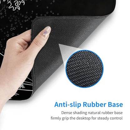 Japanese Gaming Mouse Pad Black Mouse Pad Kanagawa Large Mousepad Non-Slip Rubber Base Waterproof with Stitched Edges for Gaming Office Home, 31.5x11.8x0.12 Inch (Black Wave) - color: Kanagawa Wave, size: 31.5Lx11.8W inches