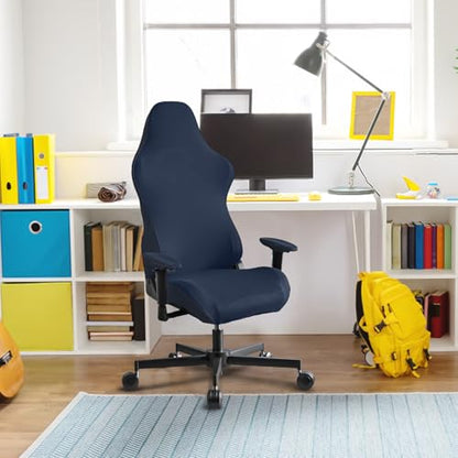 Stretch Gaming Chair Cover, Soft and Comfortable, Dust Protection, Modern Design, for Office Computer Racing Seat(Dark Blue) - color: Dark Blue