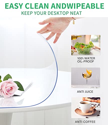 42 Inch Round Clear Plastic Dining Table Protector 1.5mm Thick Plastic Tablecloth Pad Wooden Furniture Desktop Glass Marble Coffee End Side Tabletop Pad Bar Sofa Cloth Top Protection Cover - color: Round New Clear 1.5mm, size: 42" x 42"