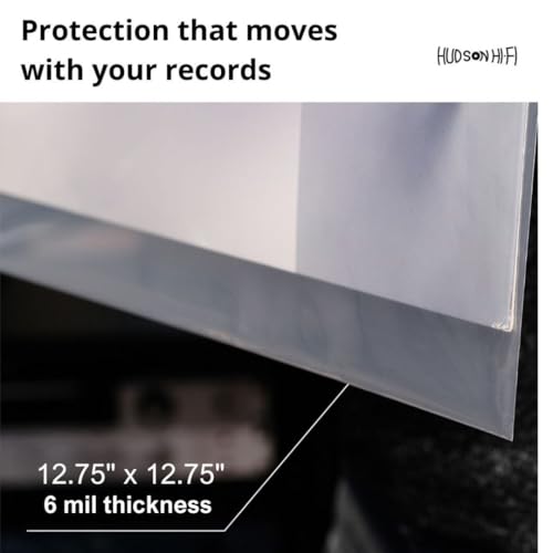 Hudson Hi-Fi Anti-Static Vinyl Record Sleeves - Durable Clear Disc Sleeves- Protect Your LP Albums from Scratches, Dust & Dirt - Acid-Free Rice Paper Disc Covers, 50x Outer Sleeves - size: 50 Outer Sleeves