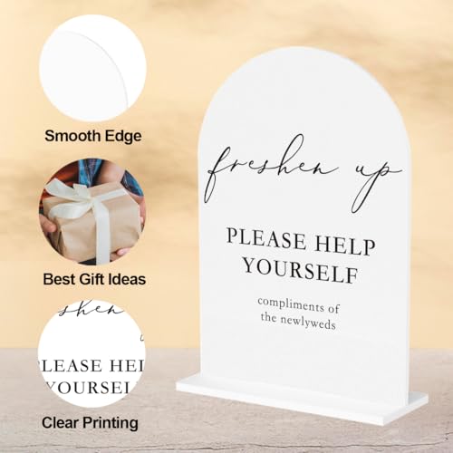 Freshen Up Sign Wedding Bathroom Favors Bathroom Basket Sign for Wedding Engagement Bridal Shower Baby Shower Table Desk Acrylic Decor - color: Freshen Up