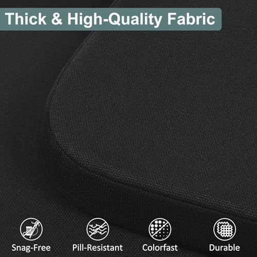 Shinnwa Dining Chair Pads, Patented Design Memory Foam Kitchen Chair Cushions with Ties and Washable Cover, 17" x 16" x 2", Black - color: Black