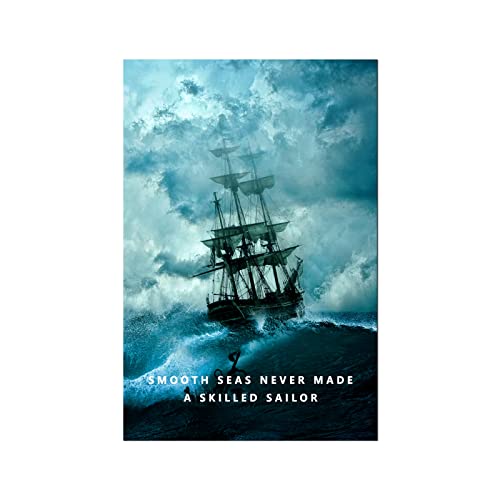 Inspirational Canvas Wall Art Smooth Seas Never Made A Skilled Sailor Motivational Poster Entrepreneur Quote Picture Home Office Decor Painting Framed and Stretched Ready to Hang [12''W x 18''H] - color: Inspirational-9, size: 18"L x 12"W