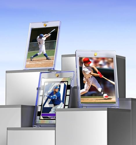 Basthalan 25ct Magnetic Card Holder, 35pt One Touch Card Holder, U-V Protectors Hard Plastic for Trading Cards, Magnet Case, Sports, Game, Football, Baseball Cards Holders - size: 25 PACK