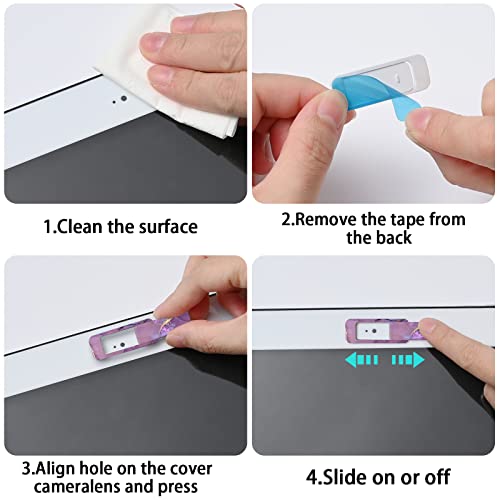 Webcam Cover, 3 Pieces, Laptop Camera Cover, Privacy Shielding Capacity is Twice as Big as The Traditional, Suitable for Computer Mobile Phones, laptops, Tablets and so on (Purple Marble) - color: Purple marble