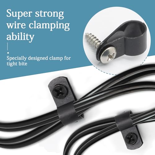 100 Pcs 3/8 Inch Black Nylon Screw Mounting R-type Cable Clip Wire Clamp, 10.4mm Cable Clip Wire Clamp for Wire Management, Stainless Steel Screws Included - color: 100 Pcs Black, size: 3/8