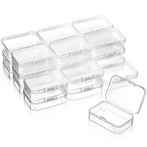 SATINIOR 24 Packs Small Clear Plastic Beads Storage Containers Box with Hinged Lid for Storage of Small Items, Crafts, Jewelry, Hardware(2.5 x 1.7 x 0.8 Inches) - size: 2.5 x 1.7 x 0.8 in