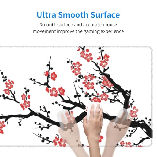 Colorful Ink Cherry Blossom Tree Branch Mouse Pad Large Gaming Mousepad Non-Slip Rubber Base Keyboard Mouse Mat for Laptop Keyboard Desktop 31.5 x 11.8 inch - color: Colorful Ink Cherry Blossom Tree Branch