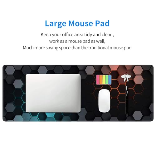 Hexagon Honeycomb Large Mouse Pad,Gaming Keyboard Desk Pad,Extended Mouse Mat Non-Slip Rubber Base with Stitched Edges for Office Game Home XL 31.5"x11.8" - color: Honeycomb B, size: 31.5L x 11.8W inches