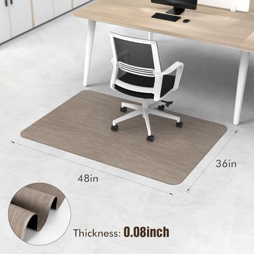 Blvornl Office Chair Mat for Hardwood Floor, 36" x 48" Desk Chair Mat for Hard Wood and Tile Floor, Large Anti-Slip Hard Floor Protector Rolling Chair Mat, PVC Mat Desk Rug for Office Home, Dark Brown - color: Dark Brown, size: 36" x 48"