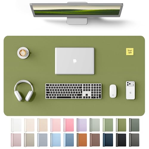 YSAGi Leather Desk Protector, Office Mat, Large Mouse Mat, Non-Slip PU Leather Blotter, Laptop Desk Mat, Waterproof Writing Pad for Office and Home(Green, 40" x 24") - color: Green, size: 40" x 24"