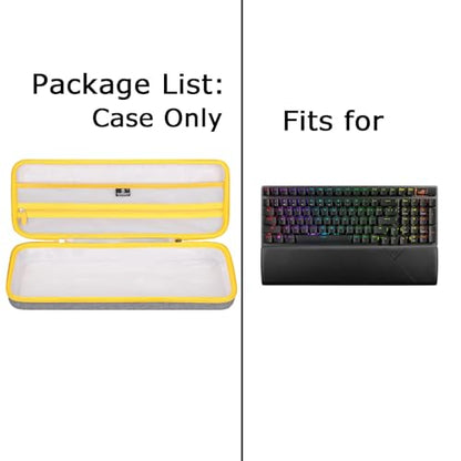 Tourmate Hard Storage Case for ASUS ROG Strix Scope II 96 Wireless Gaming Keyboard - Travel Case for RK ROYALKLUDGE RK98/RK96/N80/RK61,Aula F87/HERO 68/ S98 Pro(Only Box) (Linen Gray & Yellow) - color: Linen Gray & Yellow