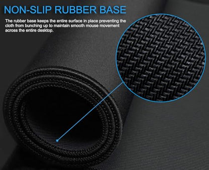 Large Mouse Pad, Desk Mat with Non-Slip Rubber Base, Waterproof Gaming Mousepad with Stitched Edges, XXL Computer Long Keyboard Mouse Mat for Gamer, Office & Home, 31.5" x 15.7", Black - color: Black, size: 31.5" x 15.7"