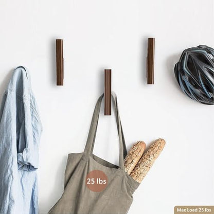Wood Wall Hooks 4 Pack Coat Hooks Wall Mount Walnut Wooden Hooks for Hanging Hat, Bag, Backpack, Rustic Coat Hooks for Wall, Wood Towel Hooks for Bathrooms and Entryway Hooks (Walnut, Dark) - color: Walnut, Dark
