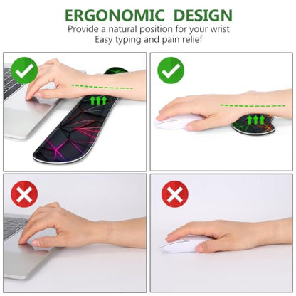 DINKY Gaming Mouse Pad Wrist Support Set, Large Desk Mat Protector, XXL Mousepad +Keyboard Wrist Rest+Ergonomic Mouse Wrist Pad +Coaster Desk Pad, Glowing Diamond Grid - color: Glowing Diamond Grid