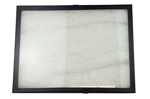 SE 16"x12"x2" Inch Glass Top Riker Display Box with Metal Clips - Deep Case for Jewelry, Gems, Stones, Coins, Stamps, Butterflies - Secure Closure, Polyester Filled - size: 16” x 12” x 2"