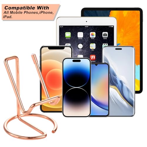 ROPOSY 2 Pack Cell Phone Stand for Desk, Cute Metal Rose Gold Cell Phone Stand Holder Desk Accessories, Compatible with All Mobile Phones, iPhone, iPad - color: rose gold, size: 2 pack