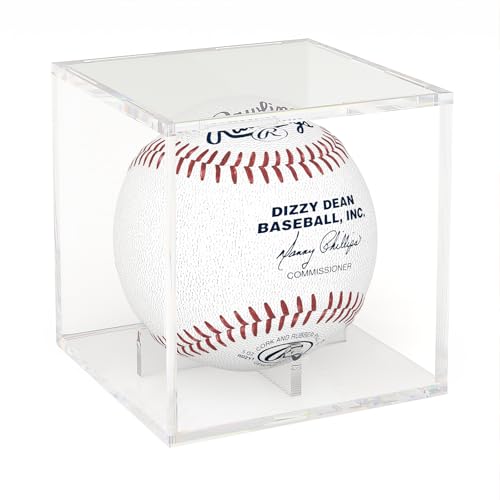 Acrylic Baseball Display Case, Clear Memorabilia Showcase for Display, Baseball Holders for Balls, Clear Display Cube Baseball Memorabilia Showcase Autographed Ball Protector - size: 3.15 x 3.15 x 3.15 inches