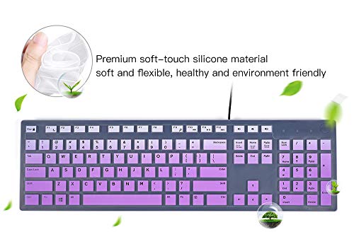 Keyboard Cover for KB216 Wired & Dell KM636 Wireless Keyboard/Dell Optiplex 5250 3050 3240 5460 7450 7050/ Dell Inspiron AIO 3475/3670/3477 All-in one Desktop Keyboard Skin, Ombre Pinkish Purple - color: Ombre Pinkish Purple