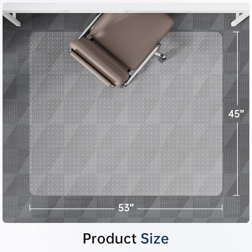 Office Chair Mat for Carpet, 45" x 53" Clear Computer Desk Chair Mat for Carpeted Floors, Easy Glide Plastic Floor Mats with Studs for Rolling Chair in Office Home - color: Flat-pile Carpets, size: 45'' x 53'' Rectangle