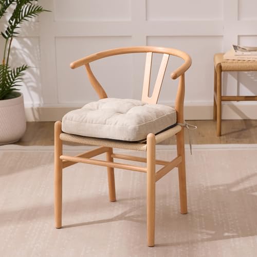 IASEAHK Chair Cushions for Dining Chairs, Dining Chair Cushions, Tufted Indoor Chair Pads with Ties & Non Slip Backing, Seat Cushions for Kitchen Chairs 16.5” x 16.5” x 3.5”, Set of 2, Beige - color: Beige, size: Pack of 2