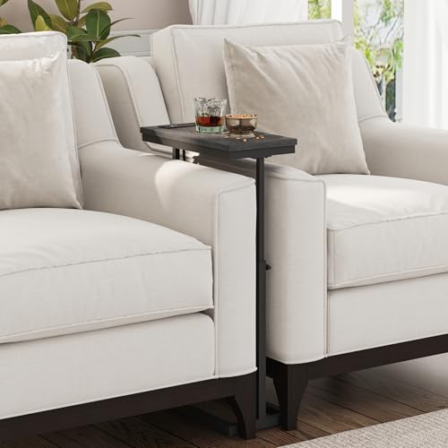 TUTOTAK End Table with Charging Station, Side Table, Tall Couch Table, Sofa Table, Living Room, Bedroom,Black TB01BK084 - color: Black, size: 1 Pack, style: With Plug