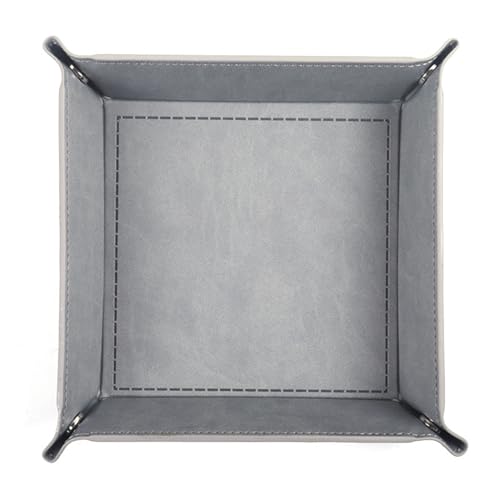 Valet Tray Desktop Storage Organizer - Vegan Leather Catchall Tray Bedside Vanity Tray Nightstand Caddy Holder for Remote Controller, Watch, Keys, Phone, Wallet, Coin, Jewelry - Gray - color: Gray