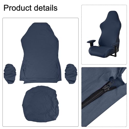 Stretch Gaming Chair Cover, Soft and Comfortable, Dust Protection, Modern Design, for Office Computer Racing Seat(Dark Blue) - color: Dark Blue