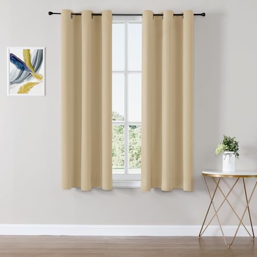 ChrisDowa Small Window Curtains 40 inches Long for Bedroom - Grommet Short Thermal Insulated Room Darkening Curtains for Kitchen (2 Panels, Biscotti Beige, 29 x 40 Inch) - color: Biscotti, size: 29"W x 40"L (Pack of 2)