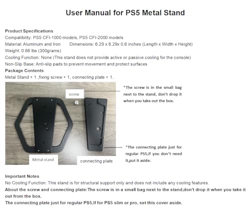 Stand for PS5 Slim,All-Metal Vertical Stand for PS5 Consoles
