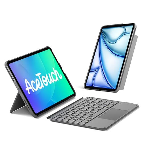Inateck for iPad (A16) 11th/10th Gen 450g Ultralight Keyboard Case, Air 11" 2026 M4 /M3/M2, Air 5/4th, Pro 11 4/3/2/1th,1 Second Magnetic Detachable Keyboard with Touchpad, AceTouch, Gray - color: Gray