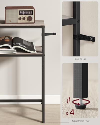 VASAGLE Console Table, 2-Tier Narrow Sofa Table with 2 Shelves, 7.9 x 39.4 x 31.5 Inches, for Living Room, Hallway, Entryway, Heather Greige and Ink Black ULNT131K02V1 - color: Heather Greige + Ink Black, size: 39.4"W - Without Power Outlet
