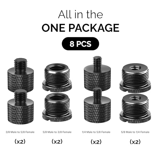 IXTECH Mic Stand Adapter Set 8 pieces Metal Microphone Stand Screw Thread Adapter 5/8 Female to 3/8 Male 3/8 Female to 5/8 Male 5/8 Female to 1/4 Male 1/4 Female to 5/8 Male Tripod Adapter - color: 7 ADAPTER