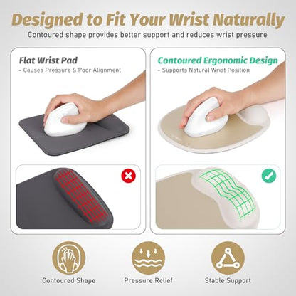 Ergonomic Mouse Pad with Wrist Rest & Elbow Support, Memory Foam Cushion, Non-Slip Base, Pain Relief for Office, Home & Gaming, Compatible with Vertical Ergonomic Mouse (Latte Beige) - color: Latte Beige