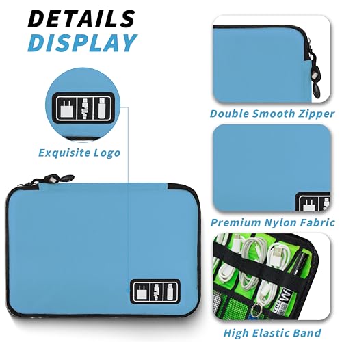 Electronics Organizer,Travel Cord Organizer Pouch, Portable Cable Organizer Bags,Travel Electronic Accessories Storage Case for Cables, Cords, Charger, Phone (Blue) - color: A9-M-Blue, size: Medium