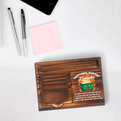 Dumpster Fire Sticky Note Holder for Desk, Funny Coworker Gift, Office Humor Desk Organizer for Work Team, Memo Pad Holder Wooden Desk Accessory STYW1 - style: Dumpster Fire