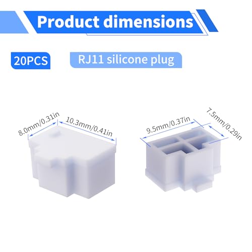 RJ11 Plug Protective Cover 20 Pcs Anti-Dust Protector Caps, Plug Protector Caps for RJ11 Female Ports and Computers Transparent Silica Gel - color: Transparent, size: RJ11